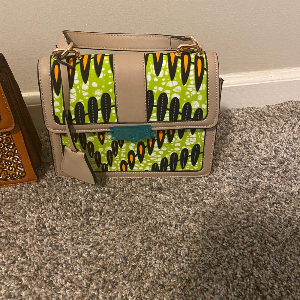 Green multicolored African bag.